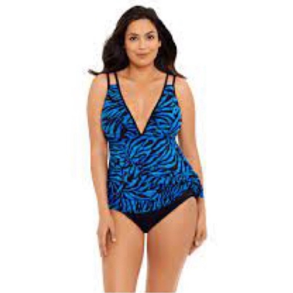 TRIMSHAPER Sz 14 By Miraclesuit One Piece Bathing Suit Double Straps New W/ Tag - Picture 2 of 16